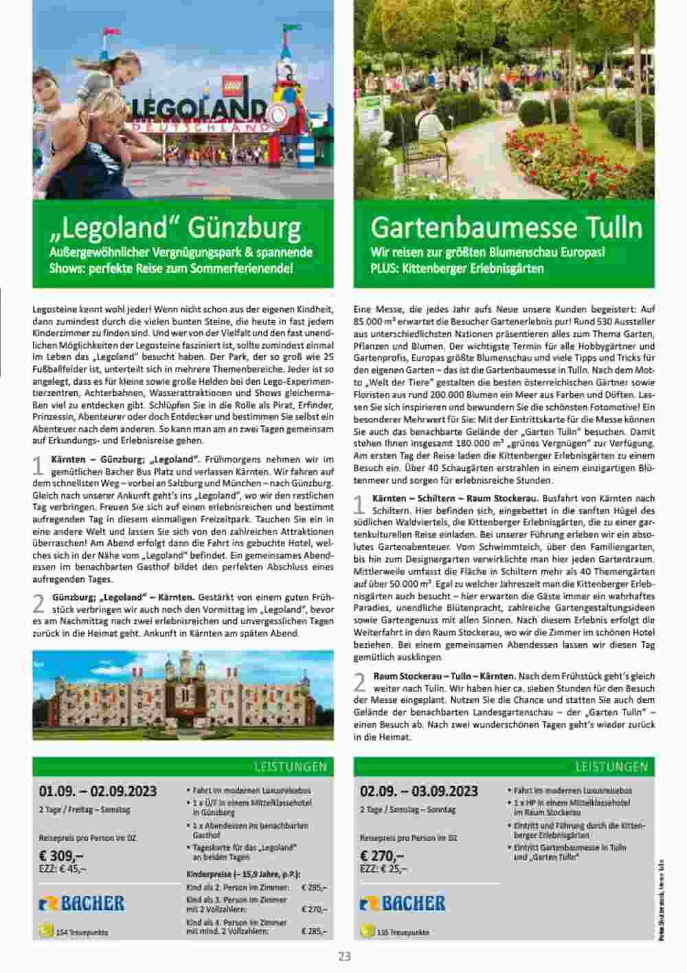 Bacher Reisen Flugblatt (ab 01.06.2023) - Angebote und Prospekt - Seite 23