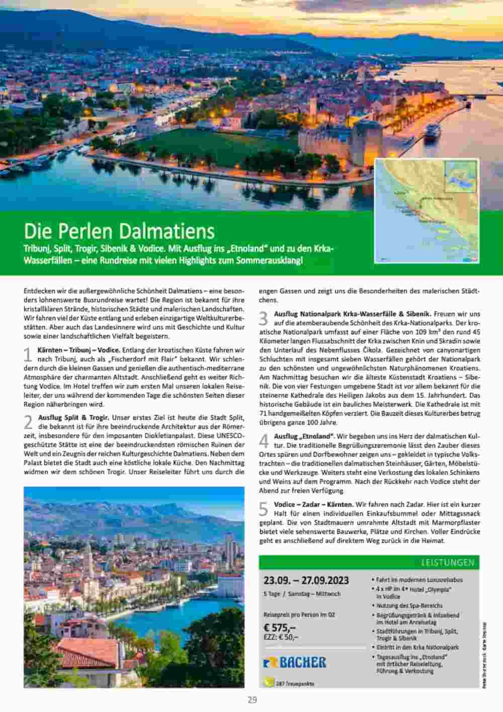 Bacher Reisen Flugblatt (ab 01.06.2023) - Angebote und Prospekt - Seite 29