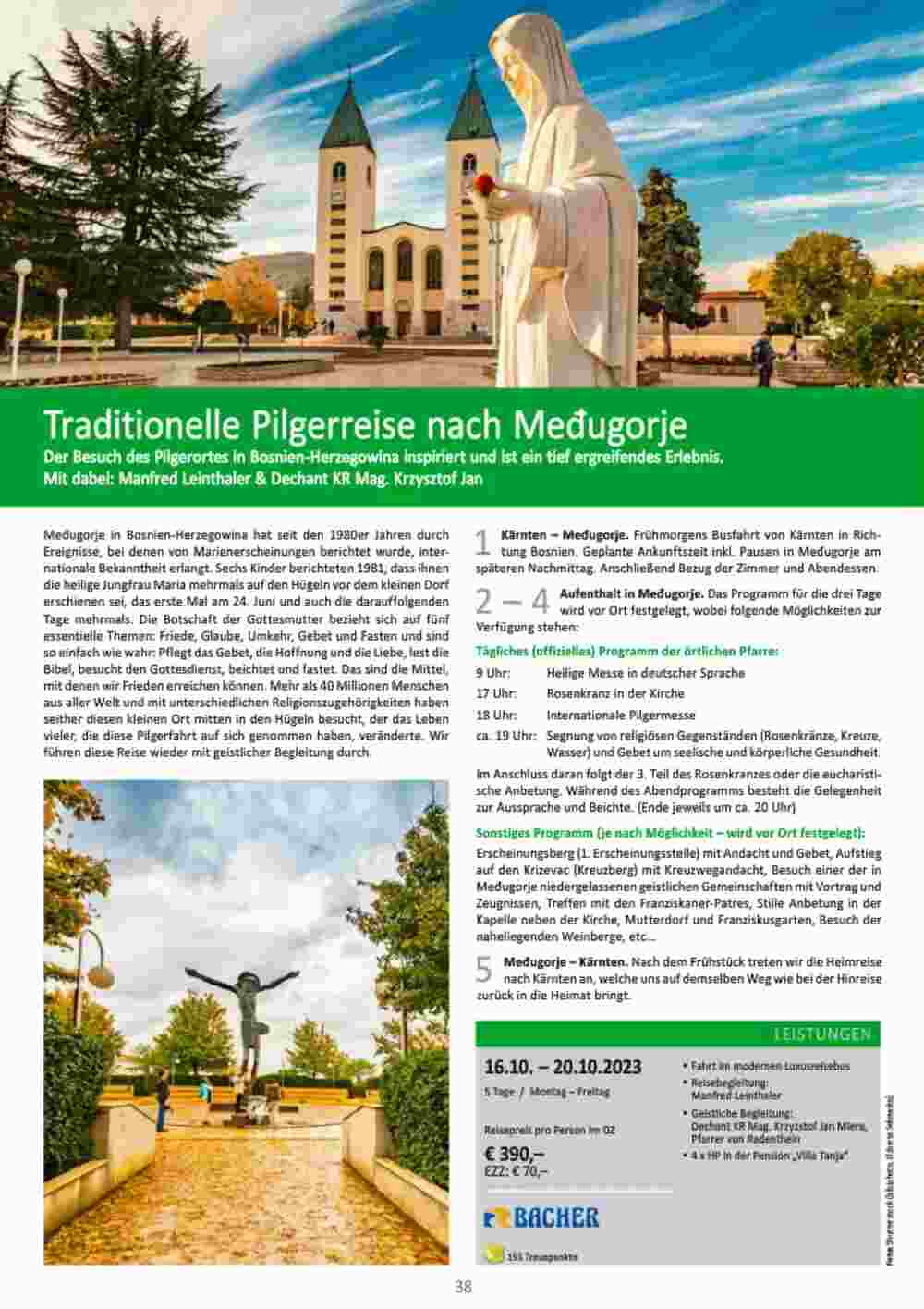 Bacher Reisen Flugblatt (ab 01.06.2023) - Angebote und Prospekt - Seite 38