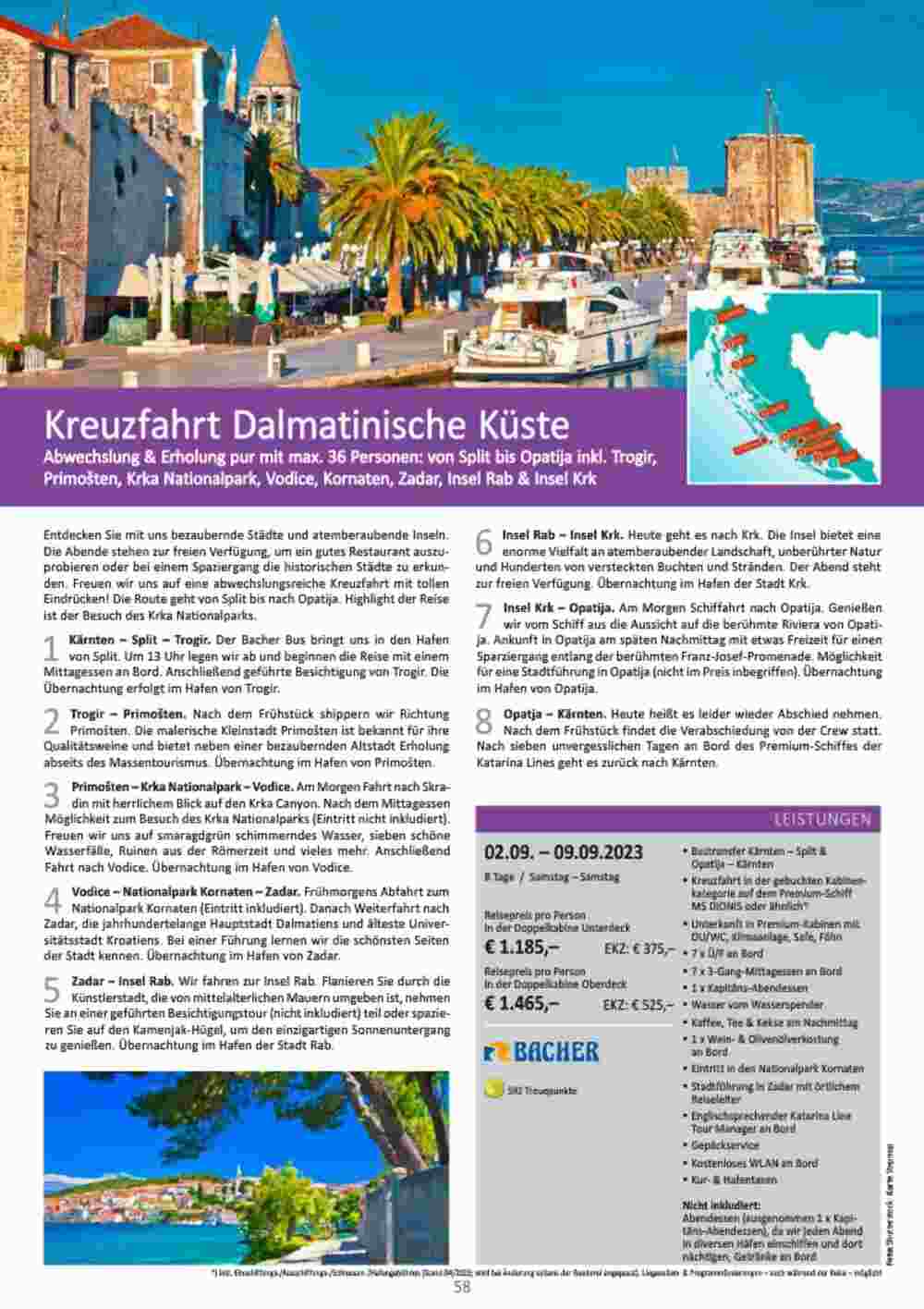 Bacher Reisen Flugblatt (ab 01.06.2023) - Angebote und Prospekt - Seite 58