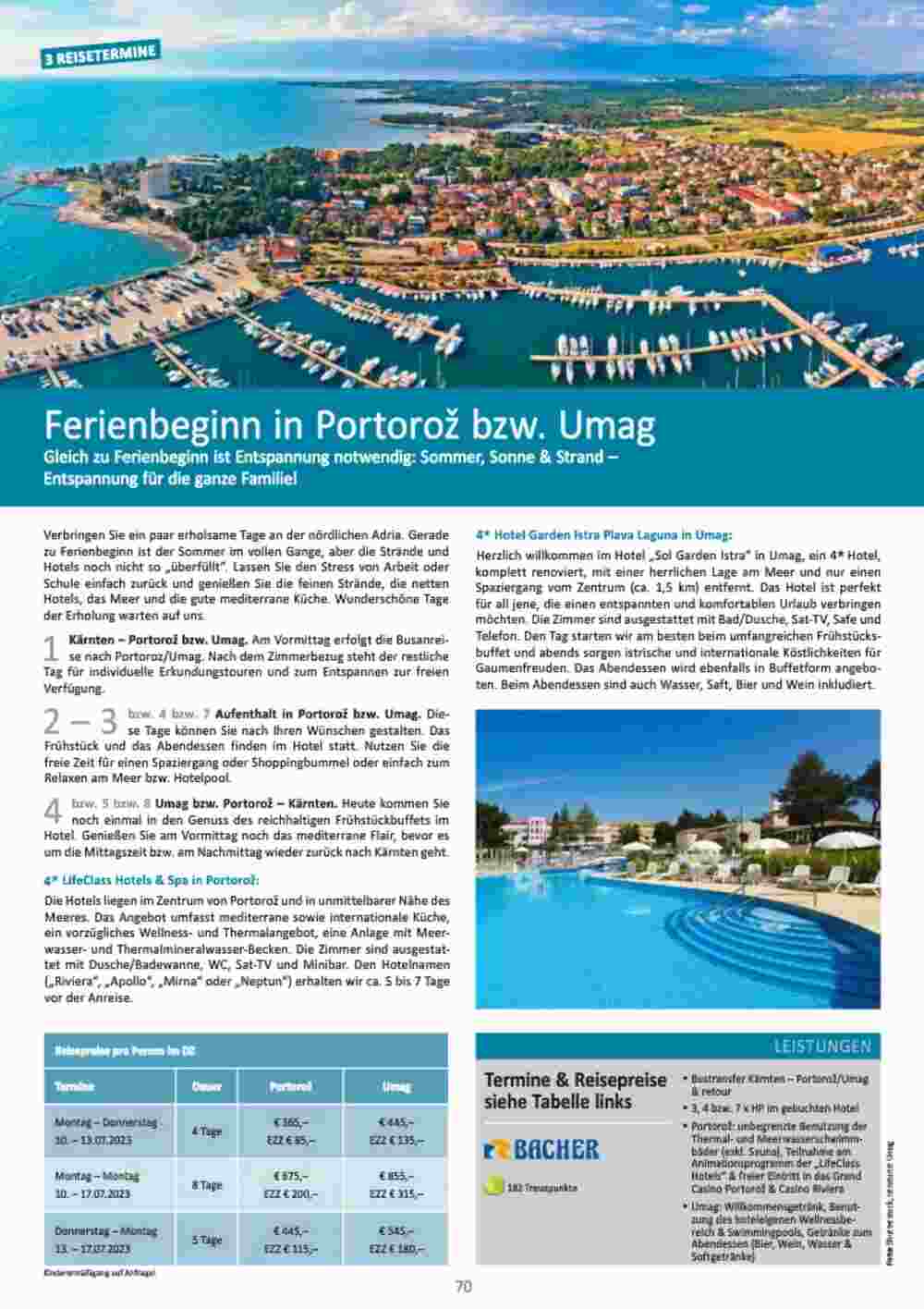 Bacher Reisen Flugblatt (ab 01.06.2023) - Angebote und Prospekt - Seite 70