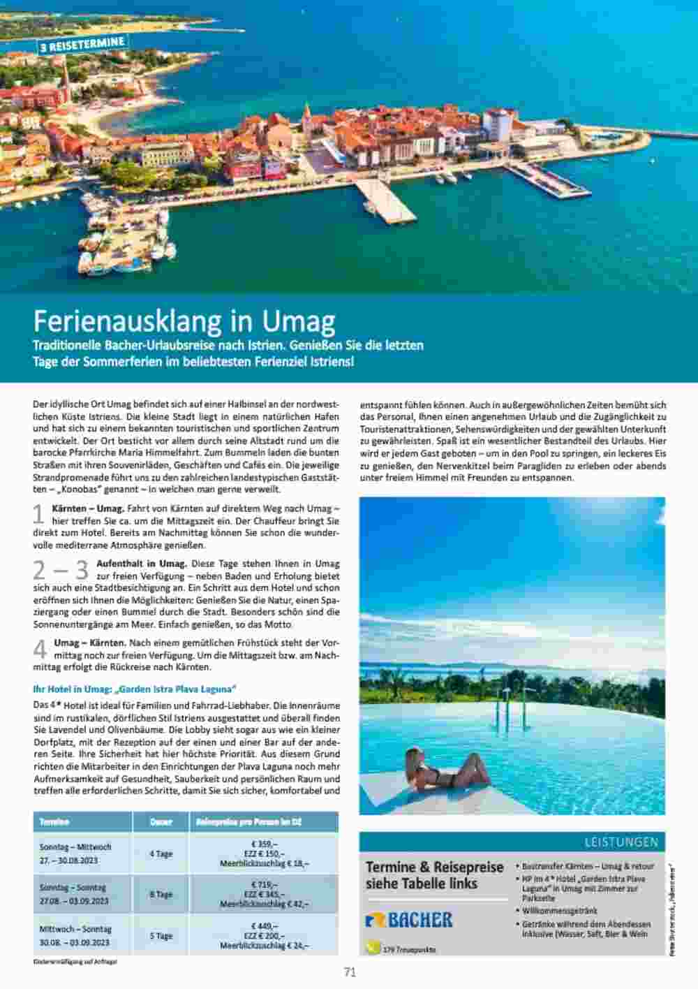 Bacher Reisen Flugblatt (ab 01.06.2023) - Angebote und Prospekt - Seite 71