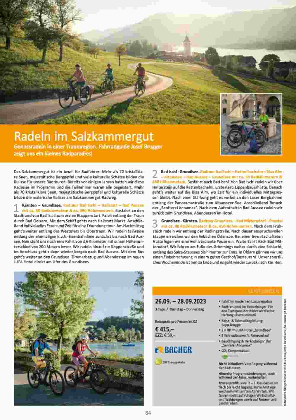 Bacher Reisen Flugblatt (ab 01.06.2023) - Angebote und Prospekt - Seite 84