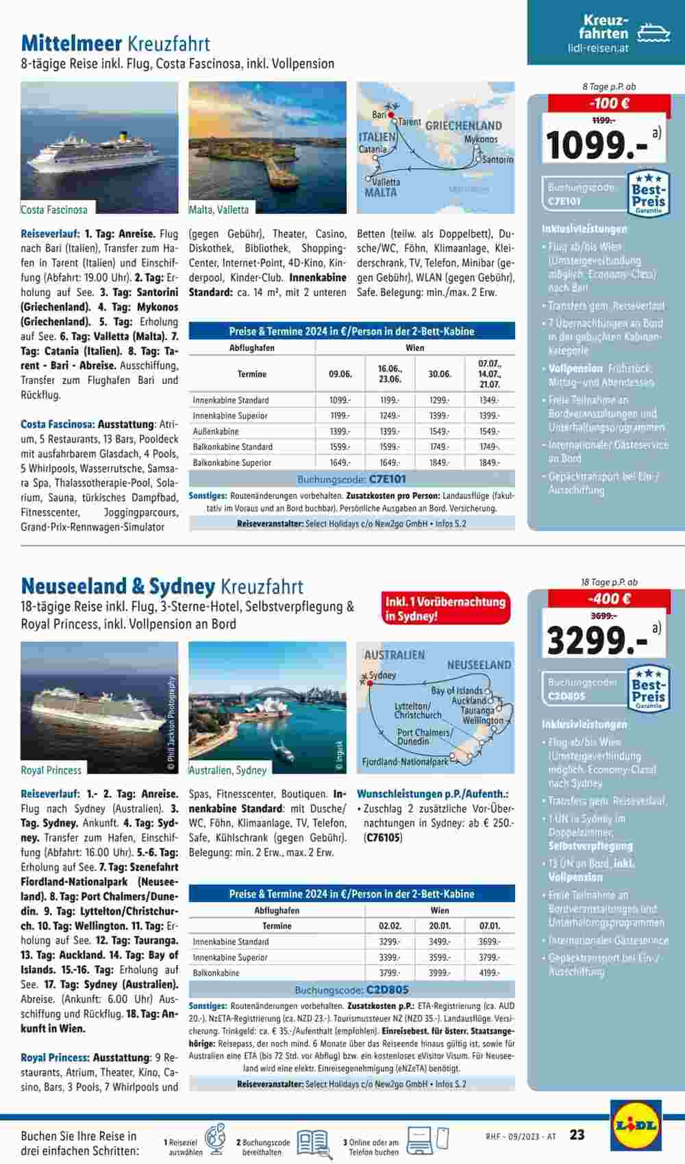 Lidl Reisen Flugblatt (ab 29.08.2023) - Angebote und Prospekt - Seite 23