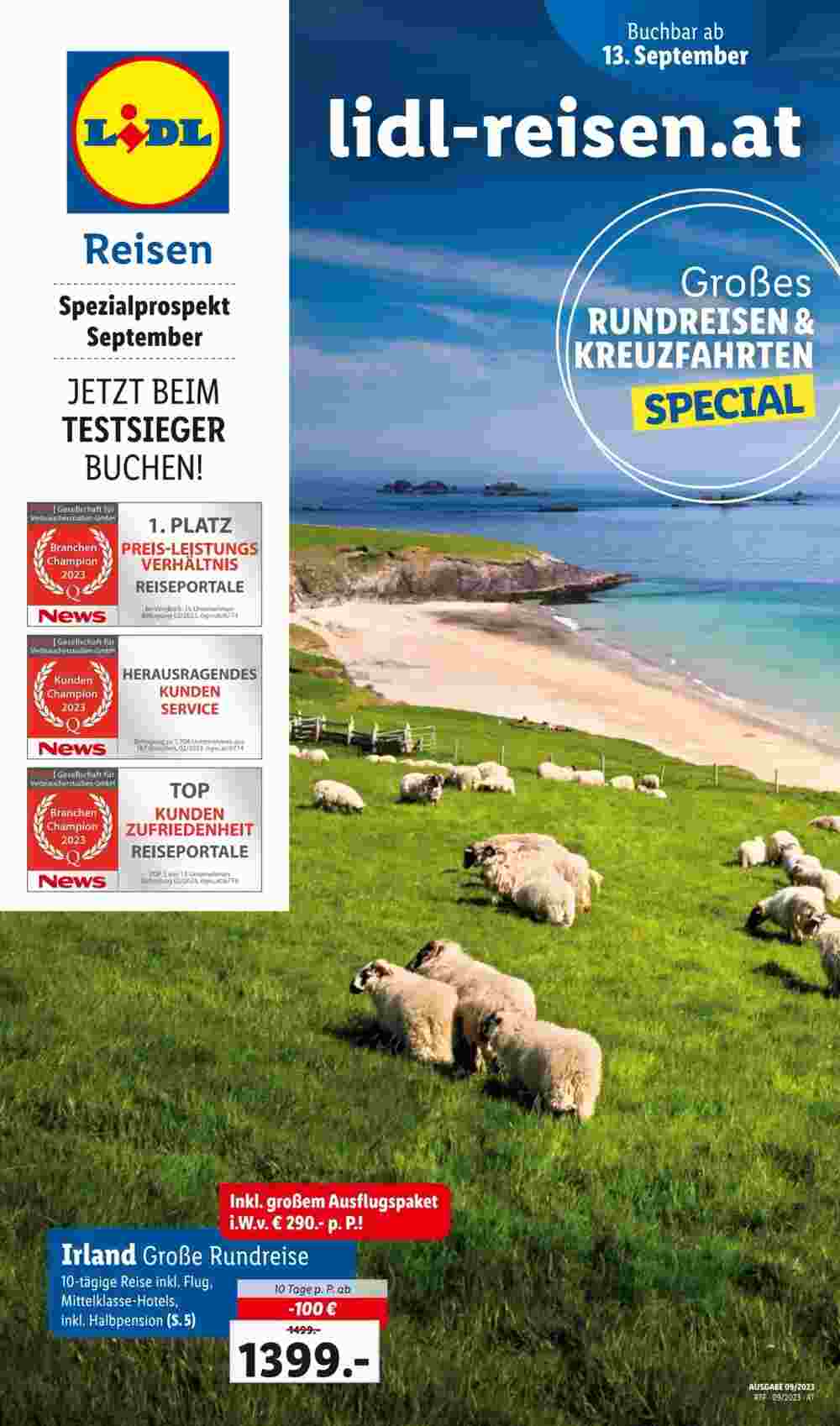 Lidl Reisen Flugblatt (ab 11.09.2023) - Angebote und Prospekt - Seite 1