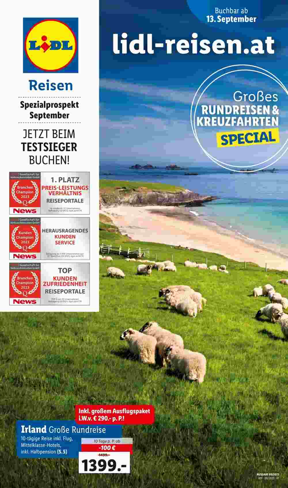 Lidl Reisen Flugblatt (ab 13.09.2023) - Angebote und Prospekt - Seite 1