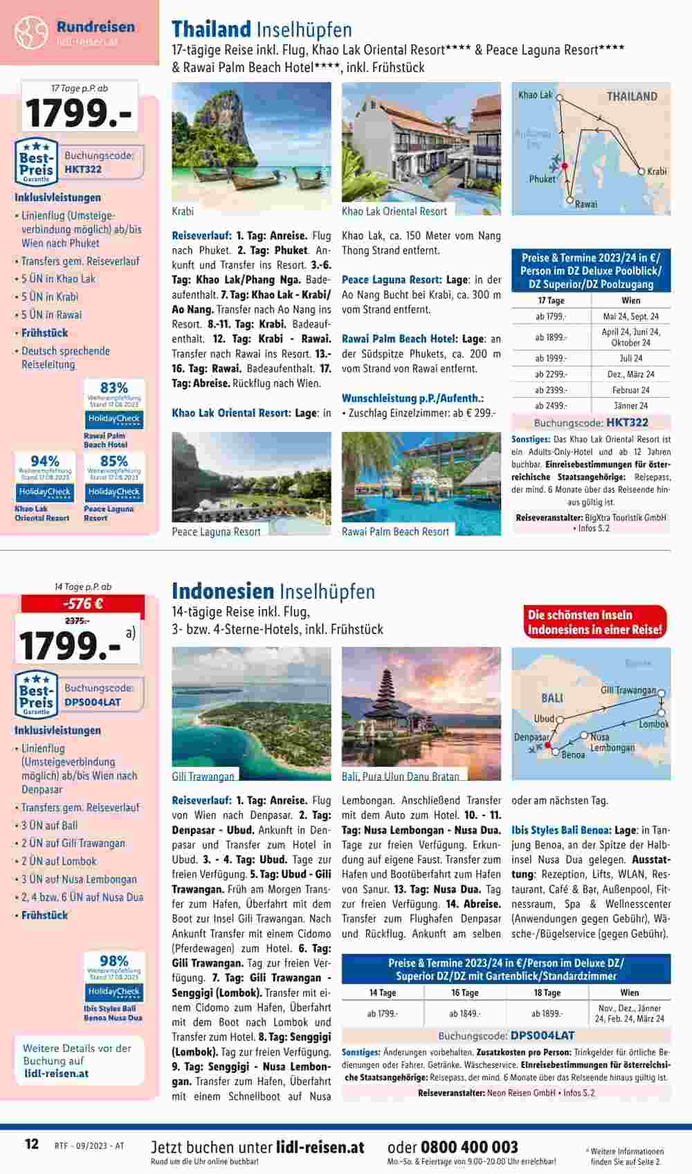 Lidl Reisen Flugblatt (ab 13.09.2023) - Angebote und Prospekt - Seite 12