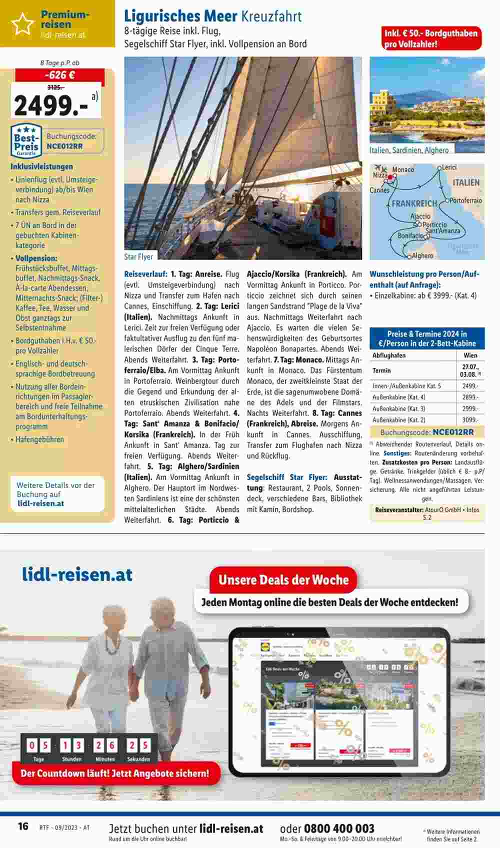 Lidl Reisen Flugblatt (ab 13.09.2023) - Angebote und Prospekt - Seite 16