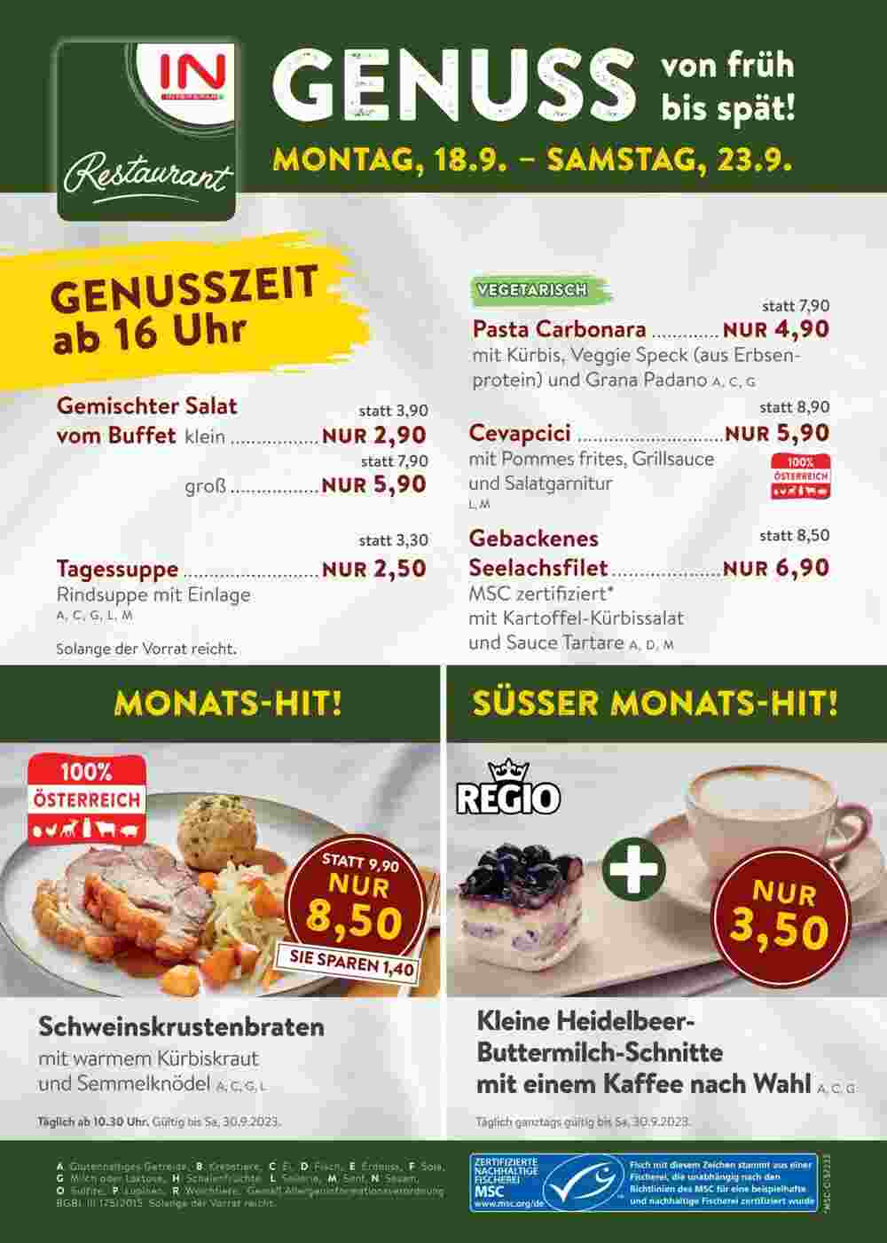 Interspar Restaurant Flugblatt (ab 17.09.2023) - Angebote und Prospekt - Seite 1