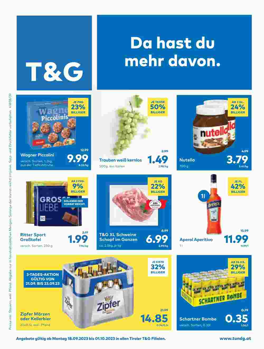 T&G Flugblatt (ab 18.09.2023) - Angebote und Prospekt - Seite 1