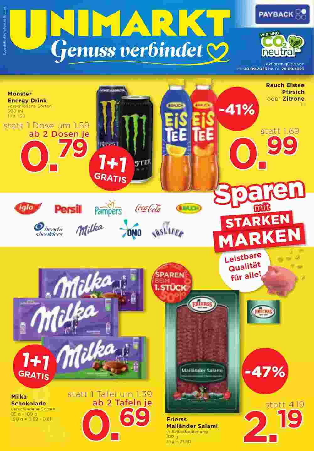 Unimarkt Flugblatt (ab 20.09.2023) - Angebote und Prospekt - Seite 1