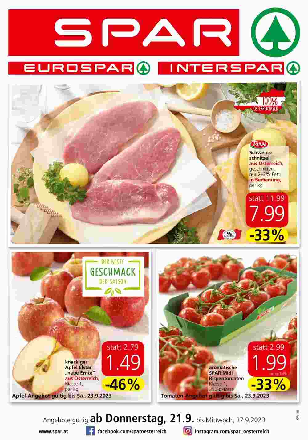 Spar Flugblatt (ab 21.09.2023) - Angebote und Prospekt - Seite 1