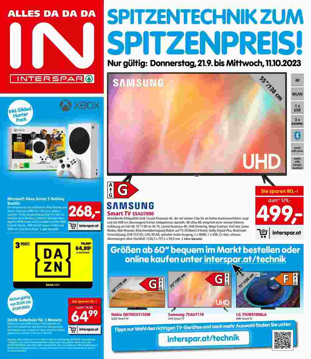 Interspar Flugblatt (ab 21.09.2023) - Angebote und Prospekt - Seite 1