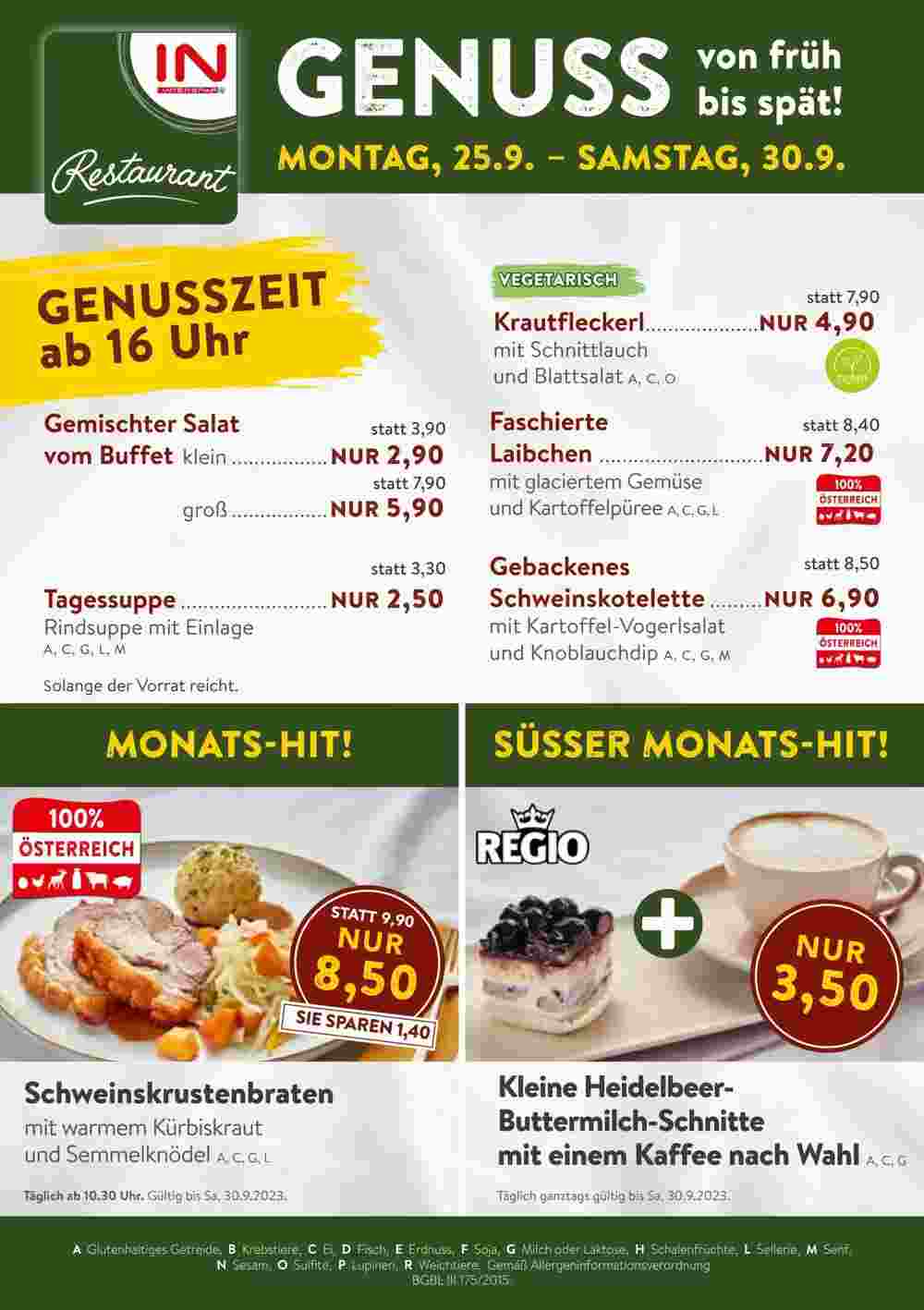 Interspar Restaurant Flugblatt (ab 25.09.2023) - Angebote und Prospekt - Seite 1