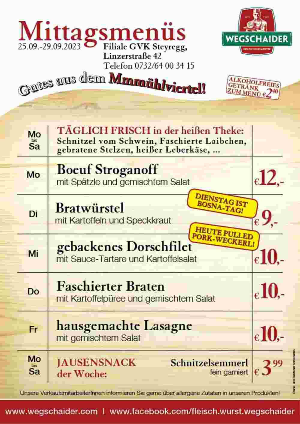 Wegschaider Flugblatt (ab 25.09.2023) - Angebote und Prospekt - Seite 1