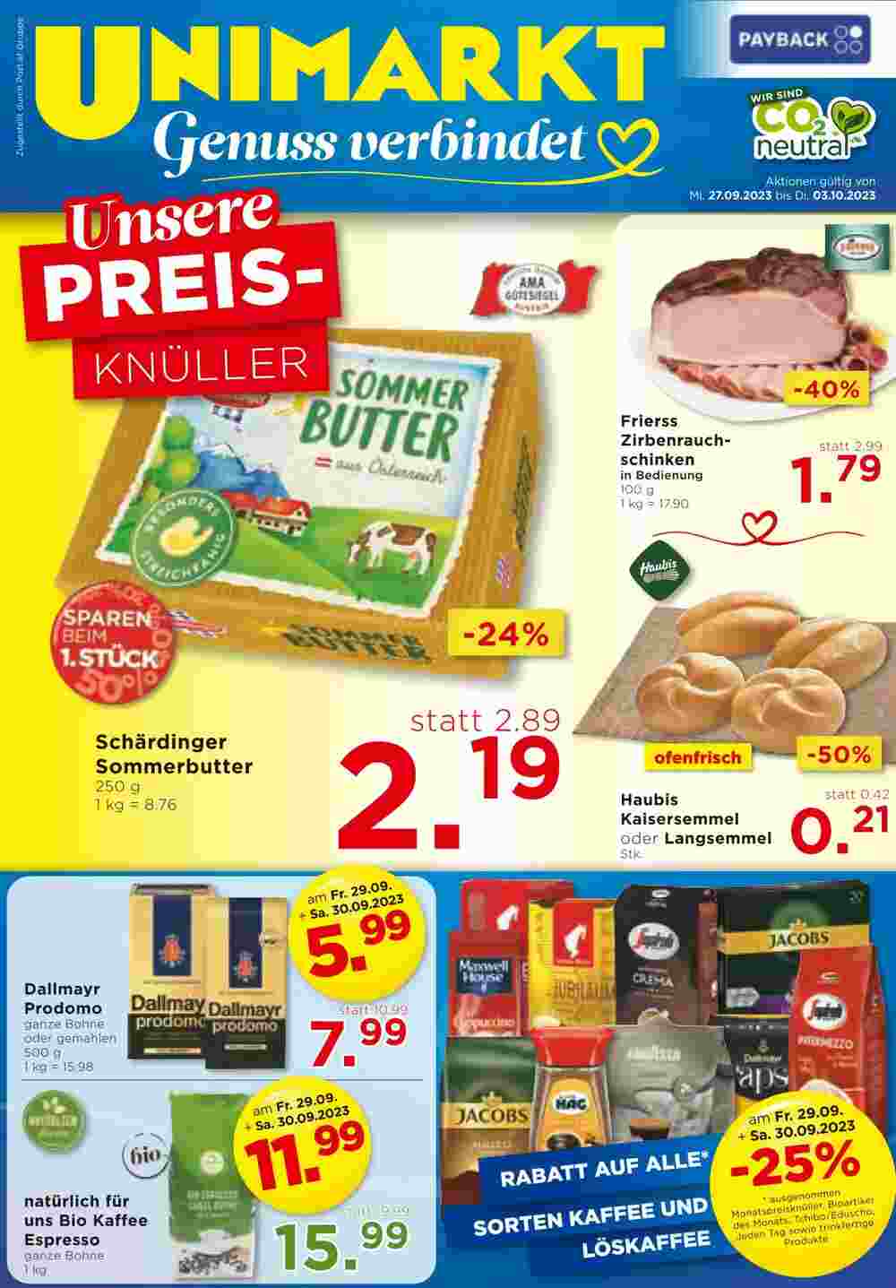 Unimarkt Flugblatt (ab 27.09.2023) - Angebote und Prospekt - Seite 3