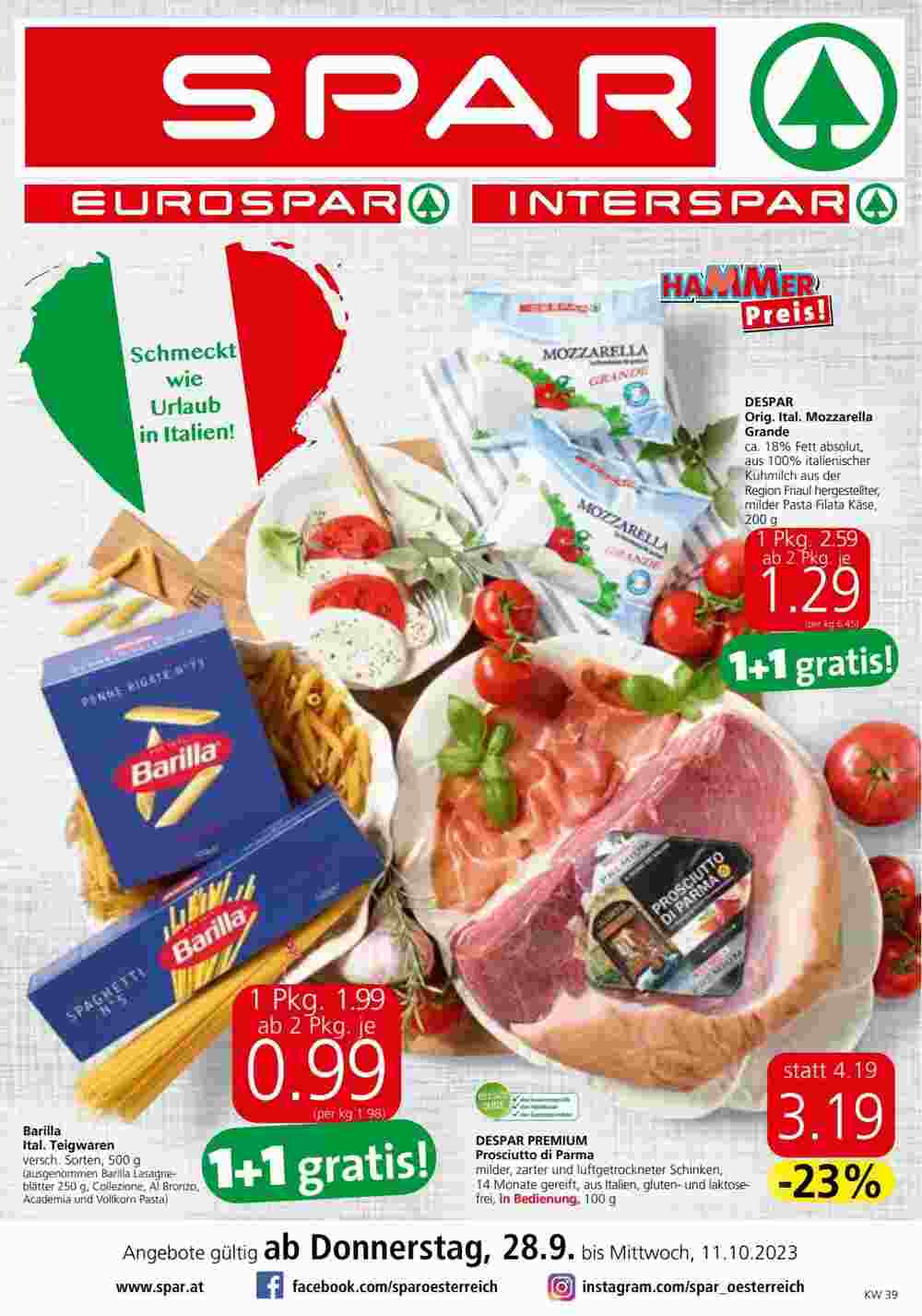 Spar Flugblatt (ab 27.09.2023) - Angebote und Prospekt - Seite 1