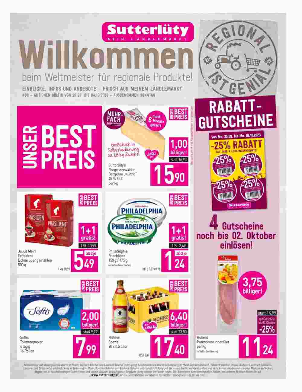 Sutterlüty Flugblatt (ab 28.09.2023) - Angebote und Prospekt - Seite 1