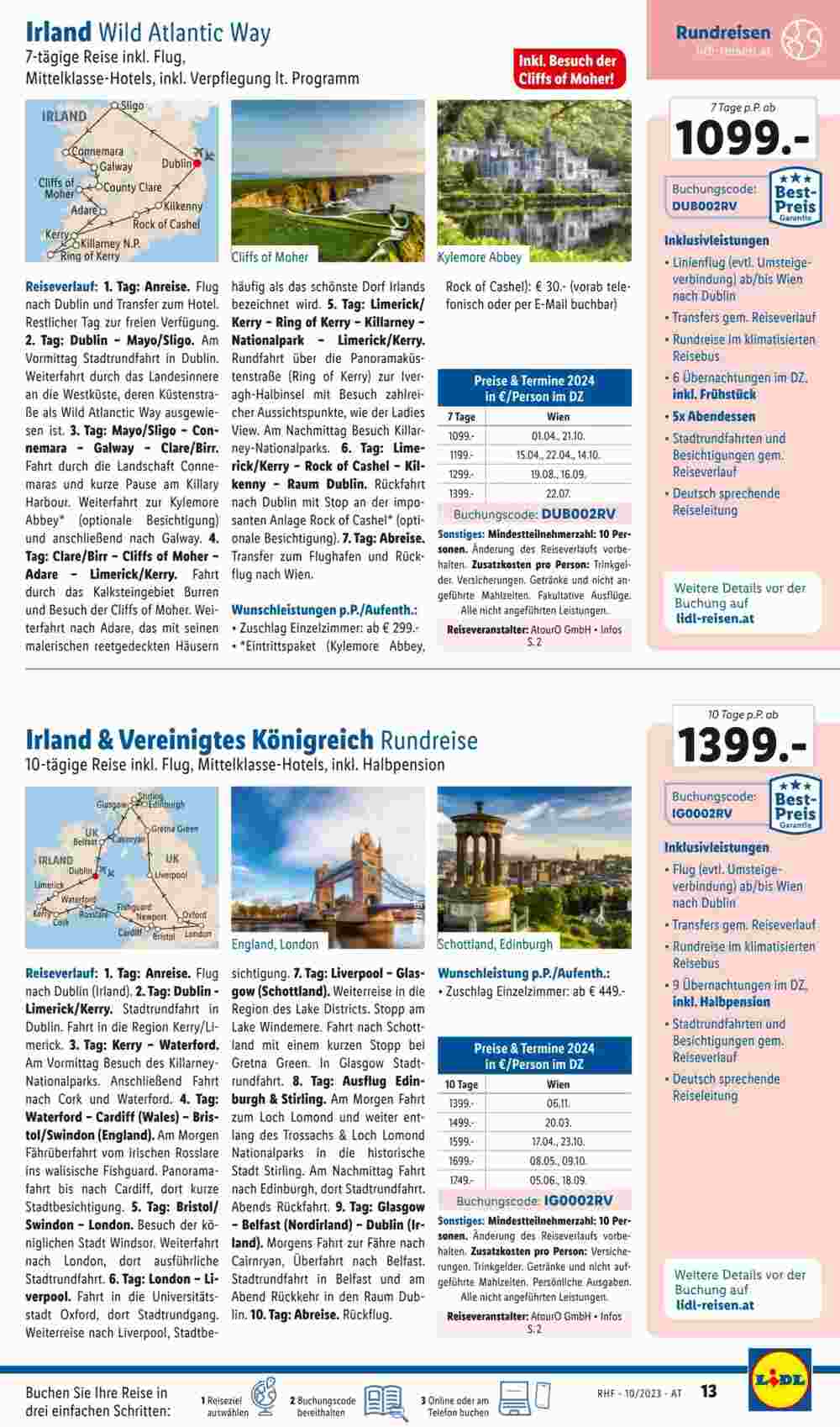 Lidl Reisen Flugblatt (ab 29.09.2023) - Angebote und Prospekt - Seite 13