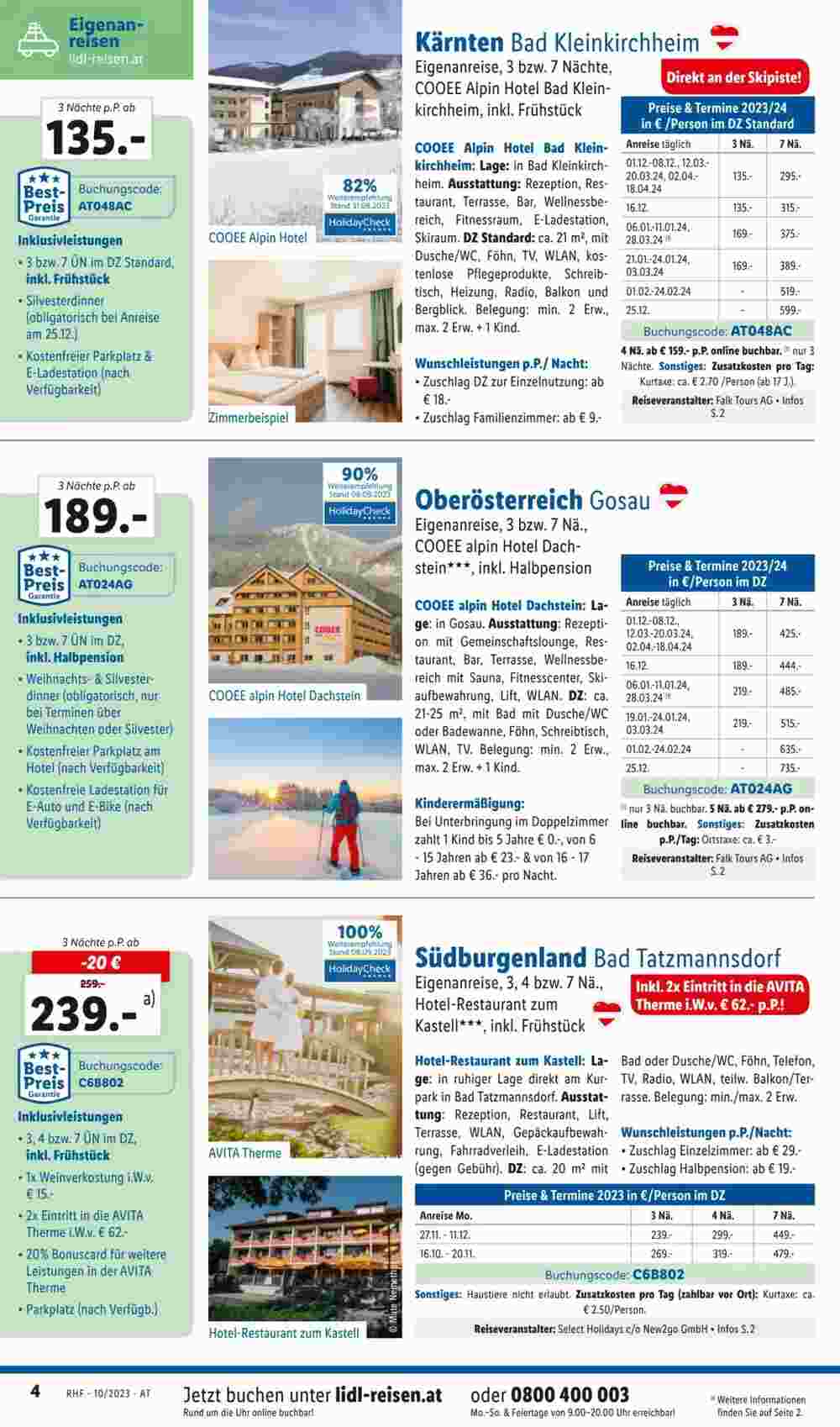 Lidl Reisen Flugblatt (ab 29.09.2023) - Angebote und Prospekt - Seite 4