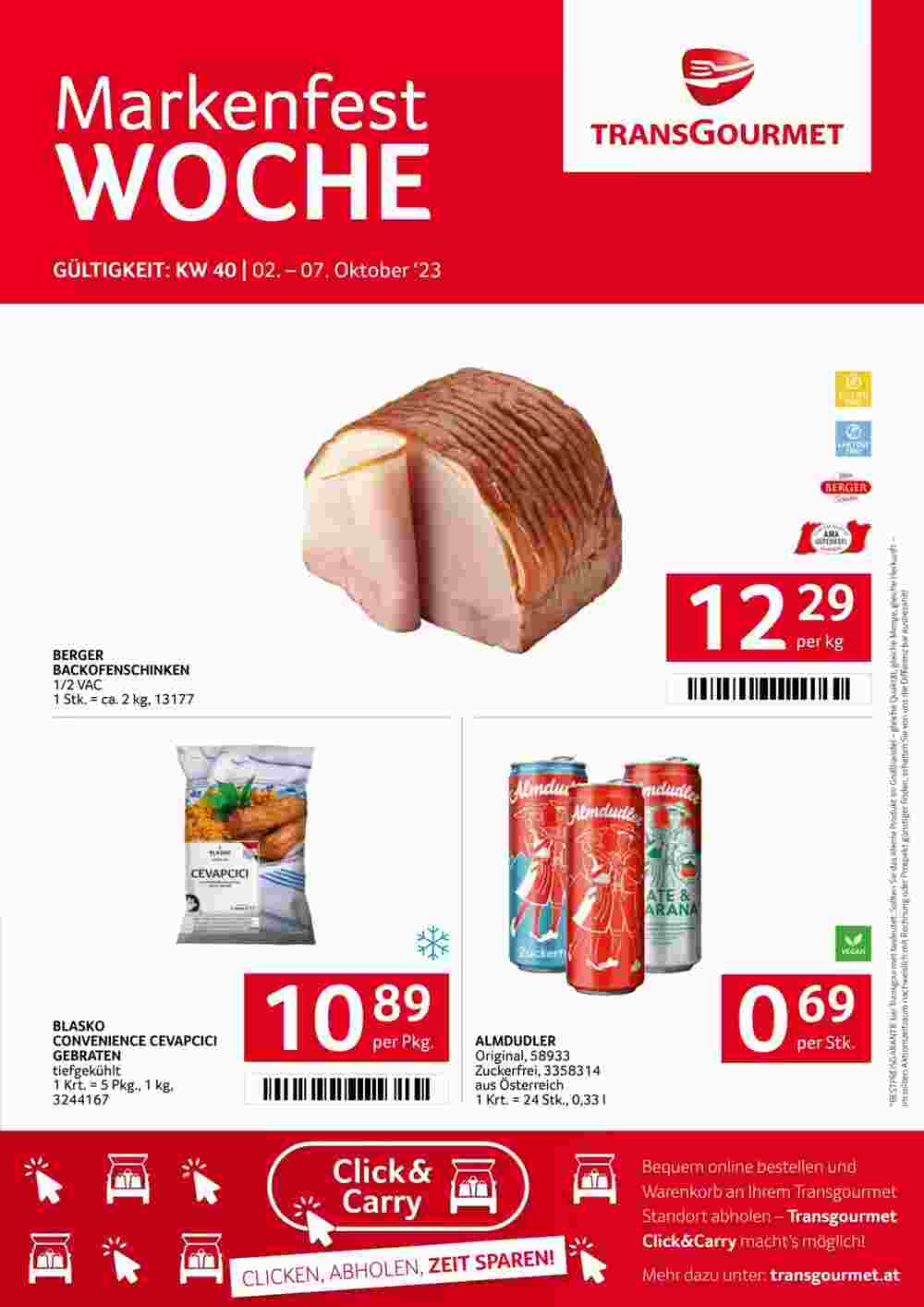 Transgourmet Flugblatt (ab 01.10.2023) - Angebote und Prospekt - Seite 1