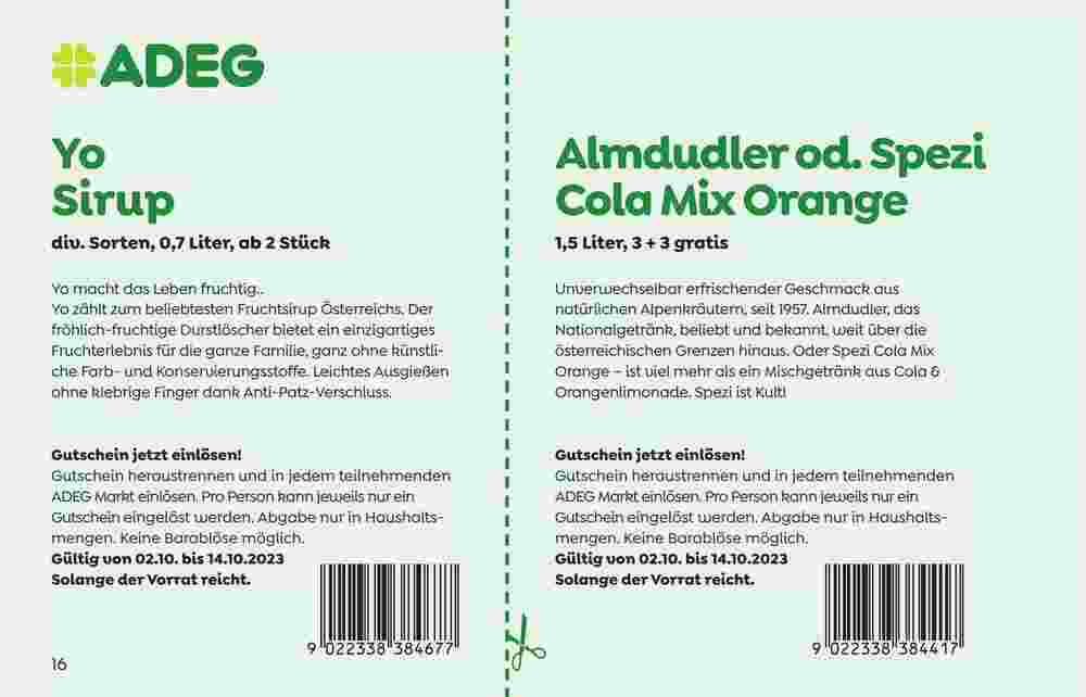 ADEG Flugblatt (ab 02.10.2023) - Angebote und Prospekt - Seite 16
