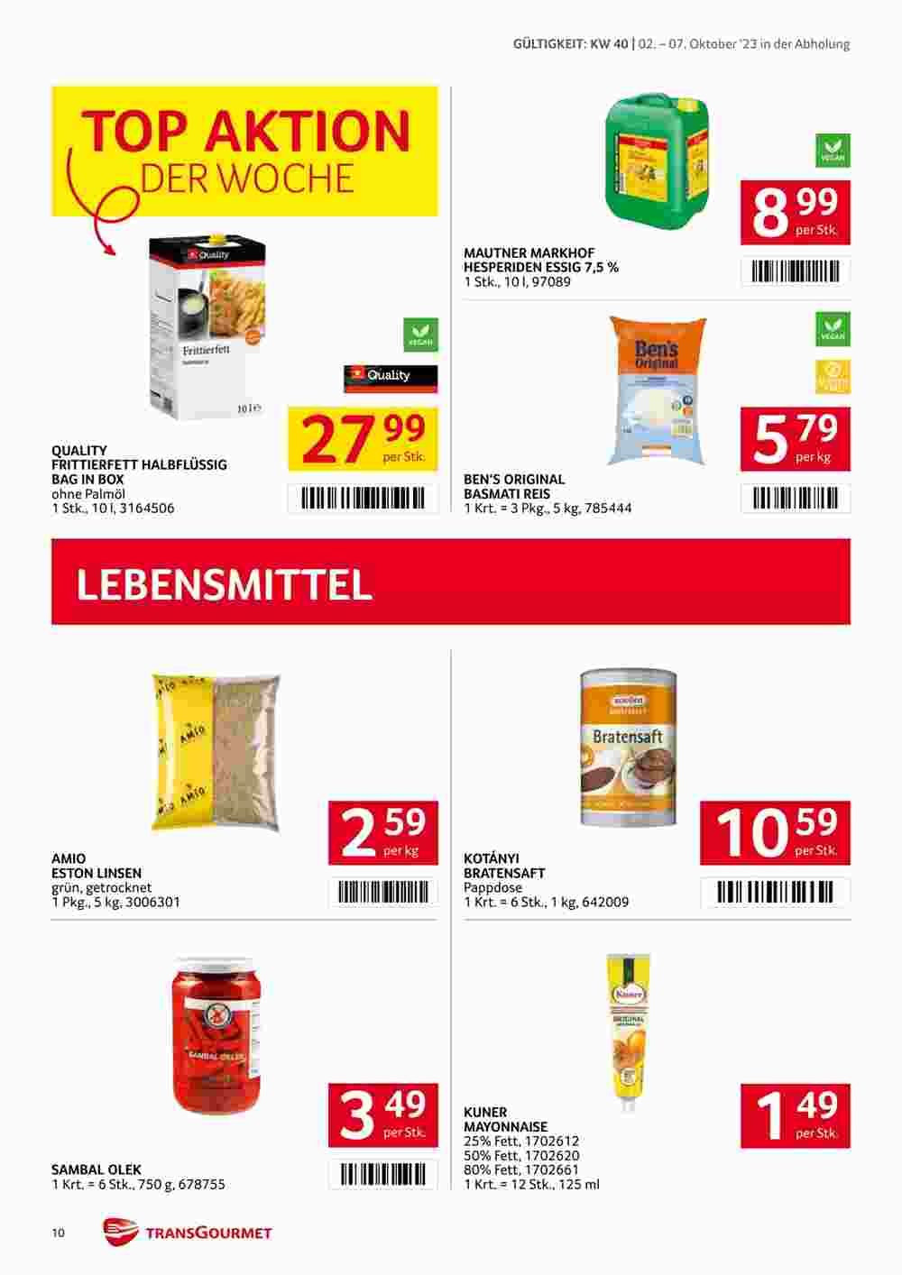 Transgourmet Flugblatt (ab 02.10.2023) - Angebote und Prospekt - Seite 10