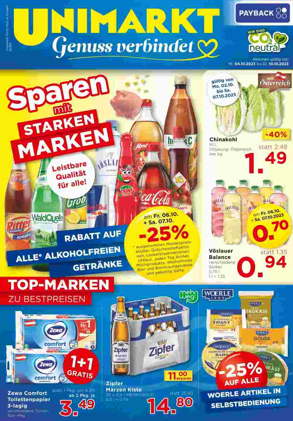 Unimarkt Flugblatt (ab 04.10.2023) - Angebote und Prospekt - Seite 1
