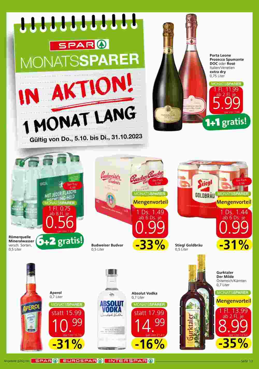 Spar Flugblatt (ab 05.10.2023) - Angebote und Prospekt - Seite 13