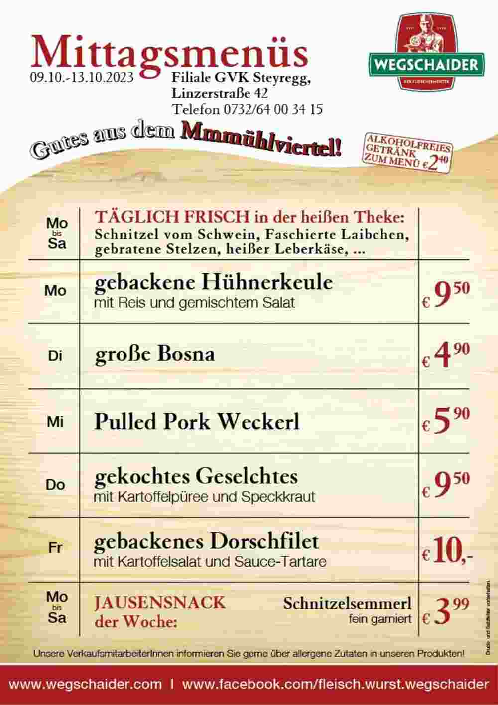 Wegschaider Flugblatt (ab 09.10.2023) - Angebote und Prospekt - Seite 1