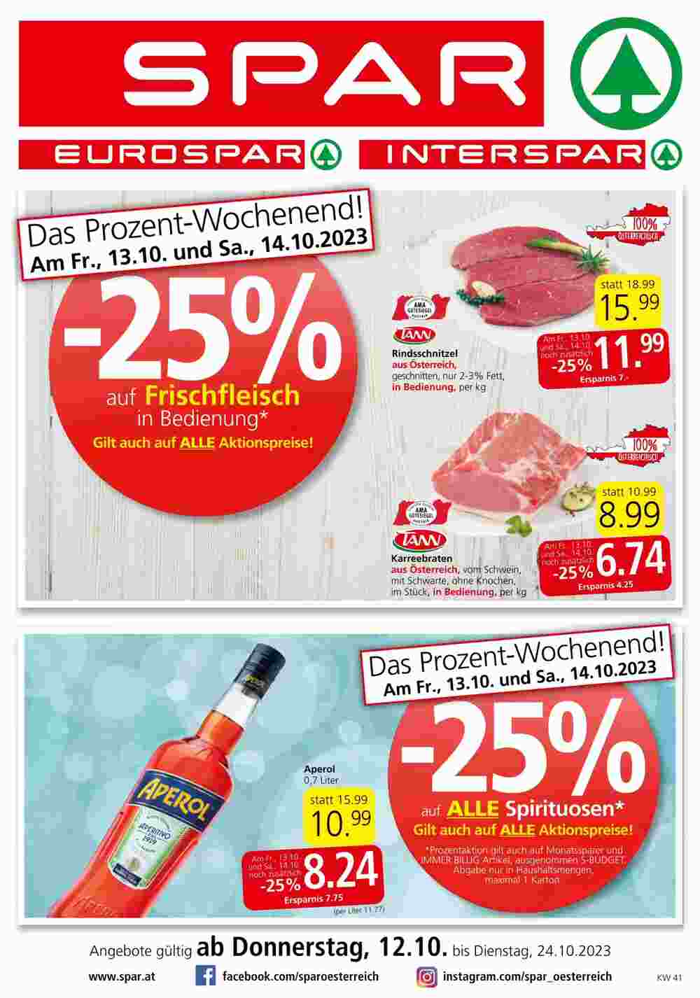 Spar Flugblatt (ab 12.10.2023) - Angebote und Prospekt - Seite 1