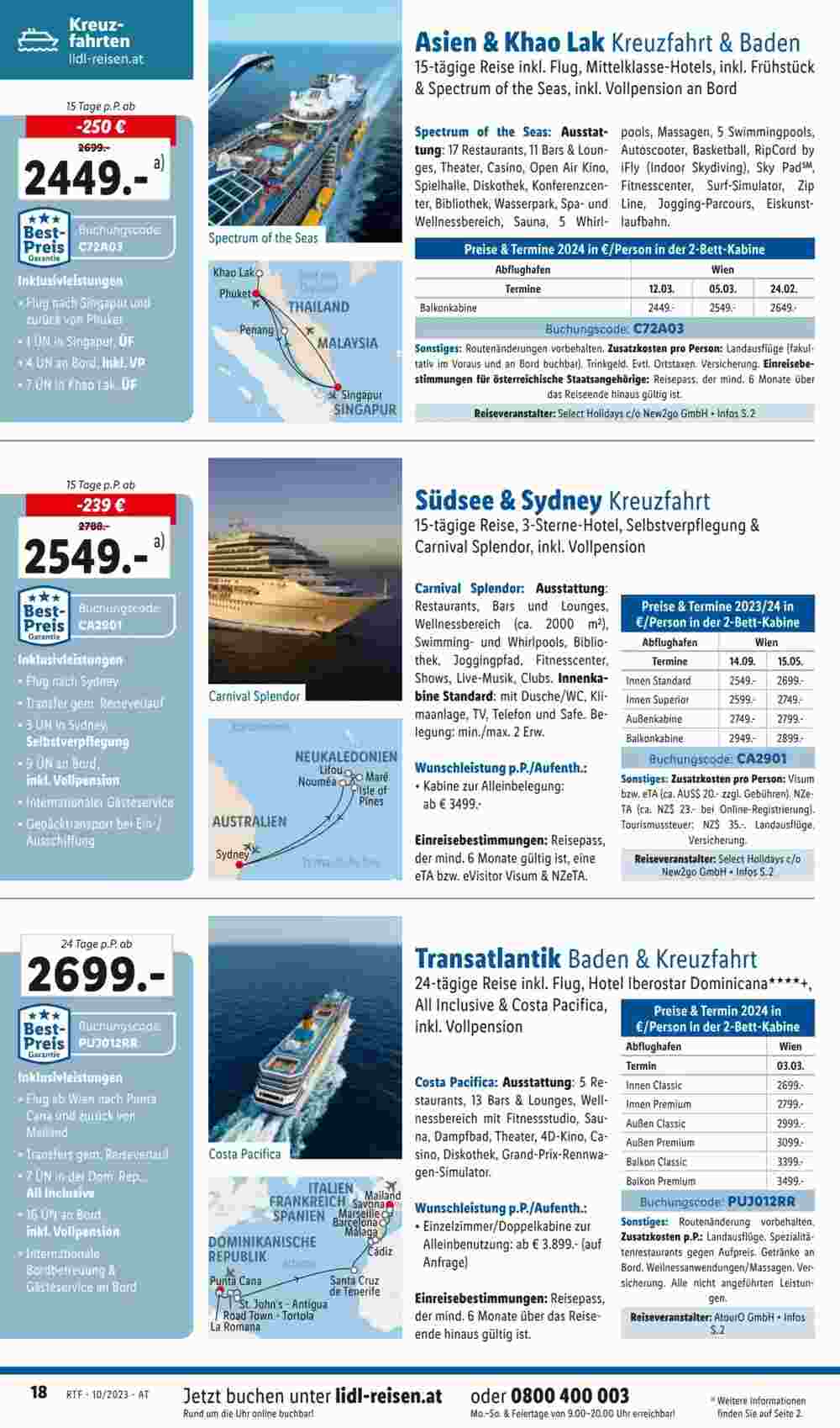 Lidl Reisen Flugblatt (ab 13.10.2023) - Angebote und Prospekt - Seite 18