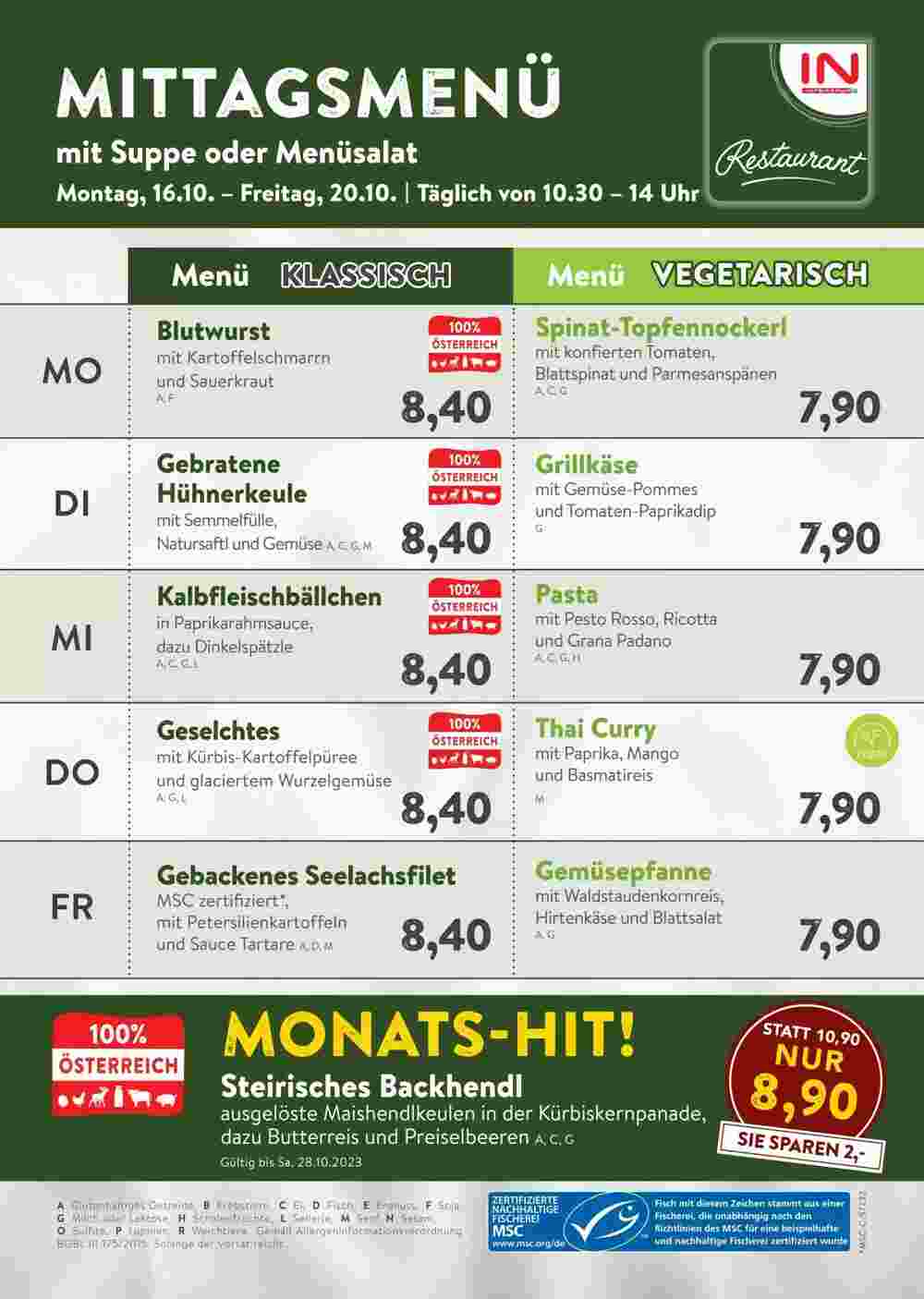 Interspar Restaurant Flugblatt (ab 15.10.2023) - Angebote und Prospekt - Seite 1