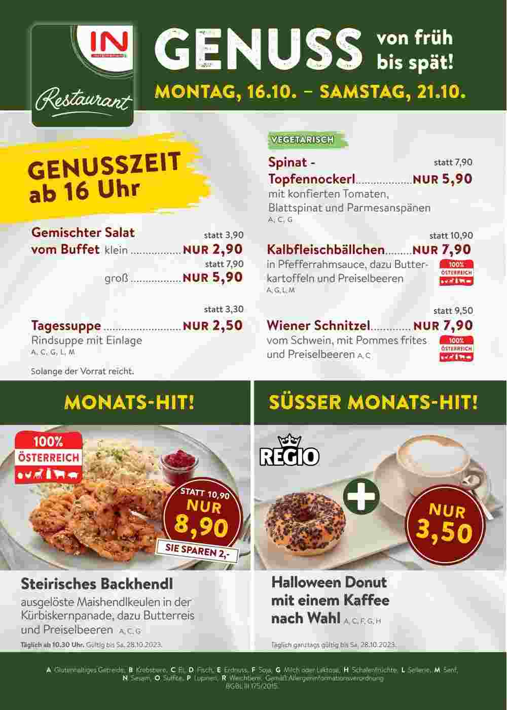 Interspar Restaurant Flugblatt (ab 15.10.2023) - Angebote und Prospekt - Seite 1