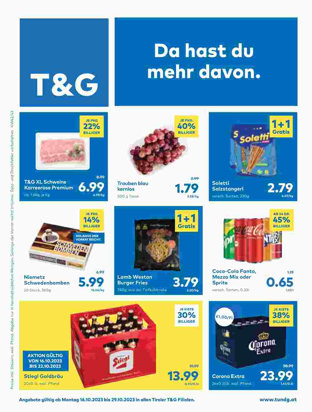 T&G Flugblatt (ab 16.10.2023) - Angebote und Prospekt - Seite 1