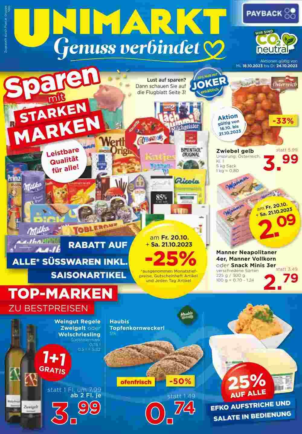 Unimarkt Flugblatt (ab 18.10.2023) - Angebote und Prospekt - Seite 1