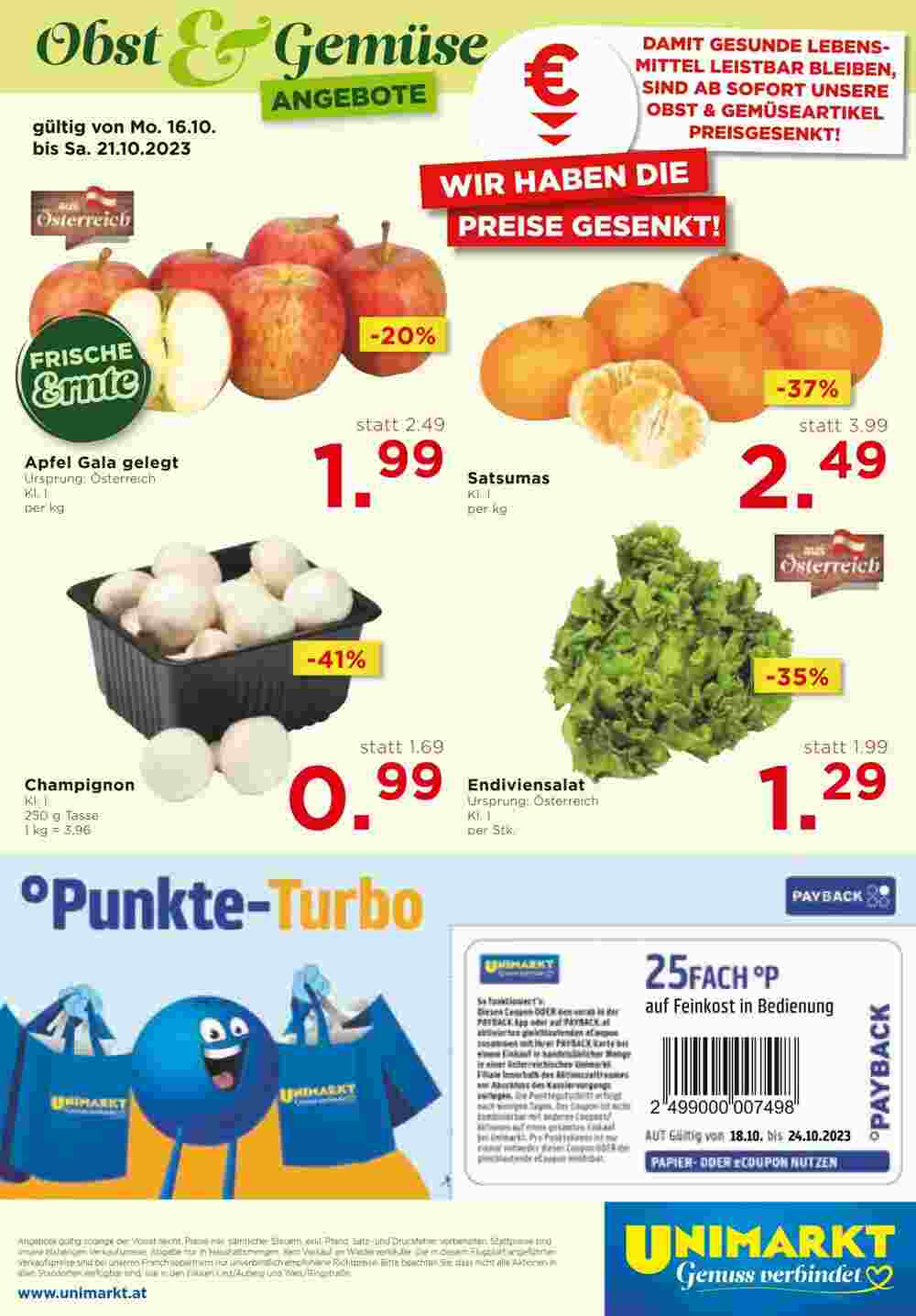 Unimarkt Flugblatt (ab 18.10.2023) - Angebote und Prospekt - Seite 16