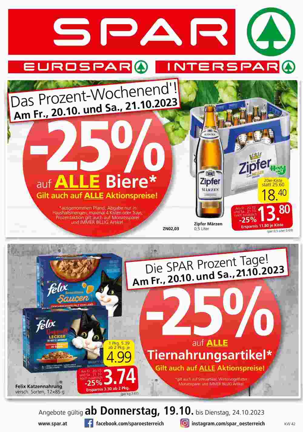 Spar Flugblatt (ab 19.10.2023) - Angebote und Prospekt - Seite 1