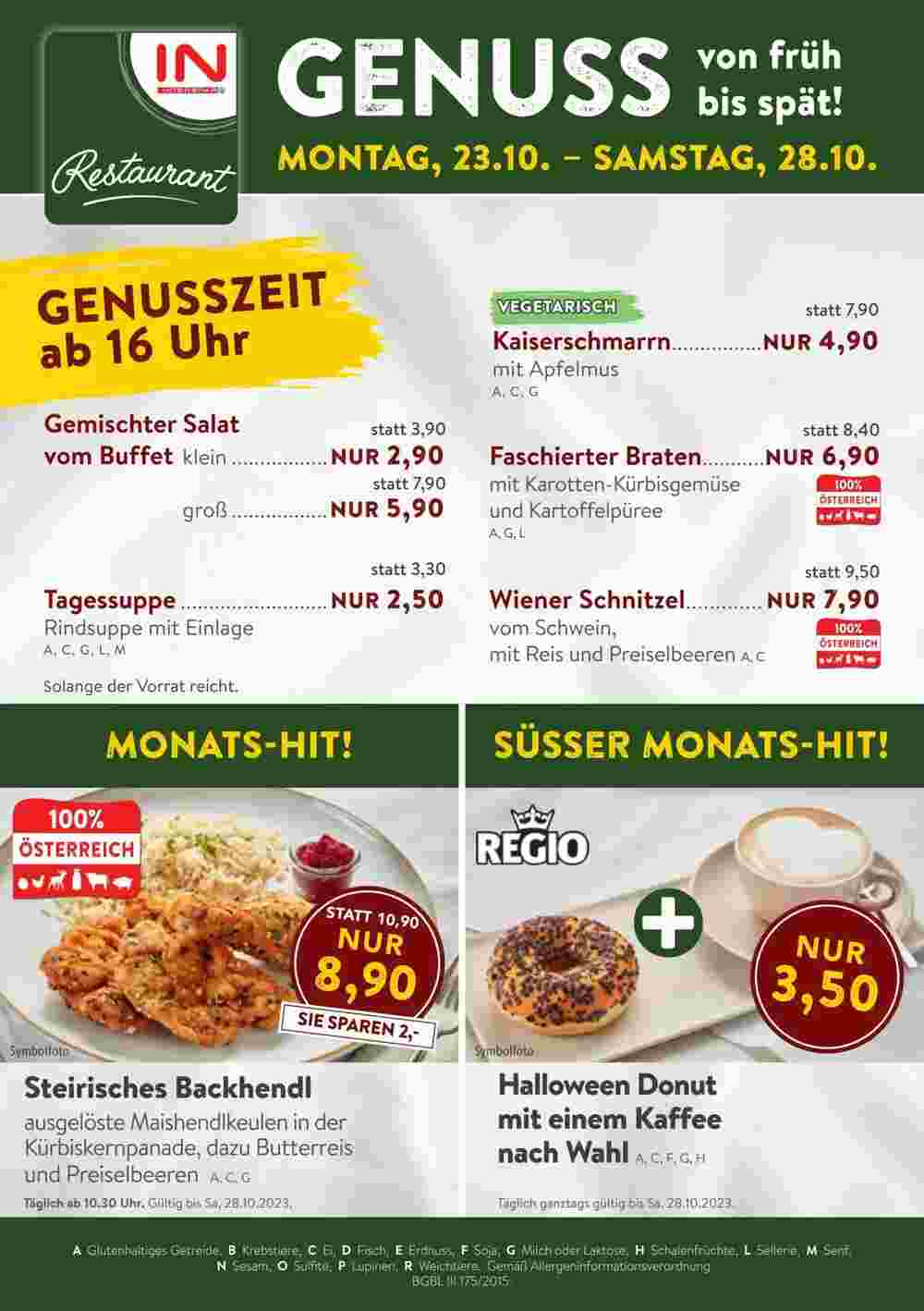 Interspar Restaurant Flugblatt (ab 22.10.2023) - Angebote und Prospekt - Seite 1