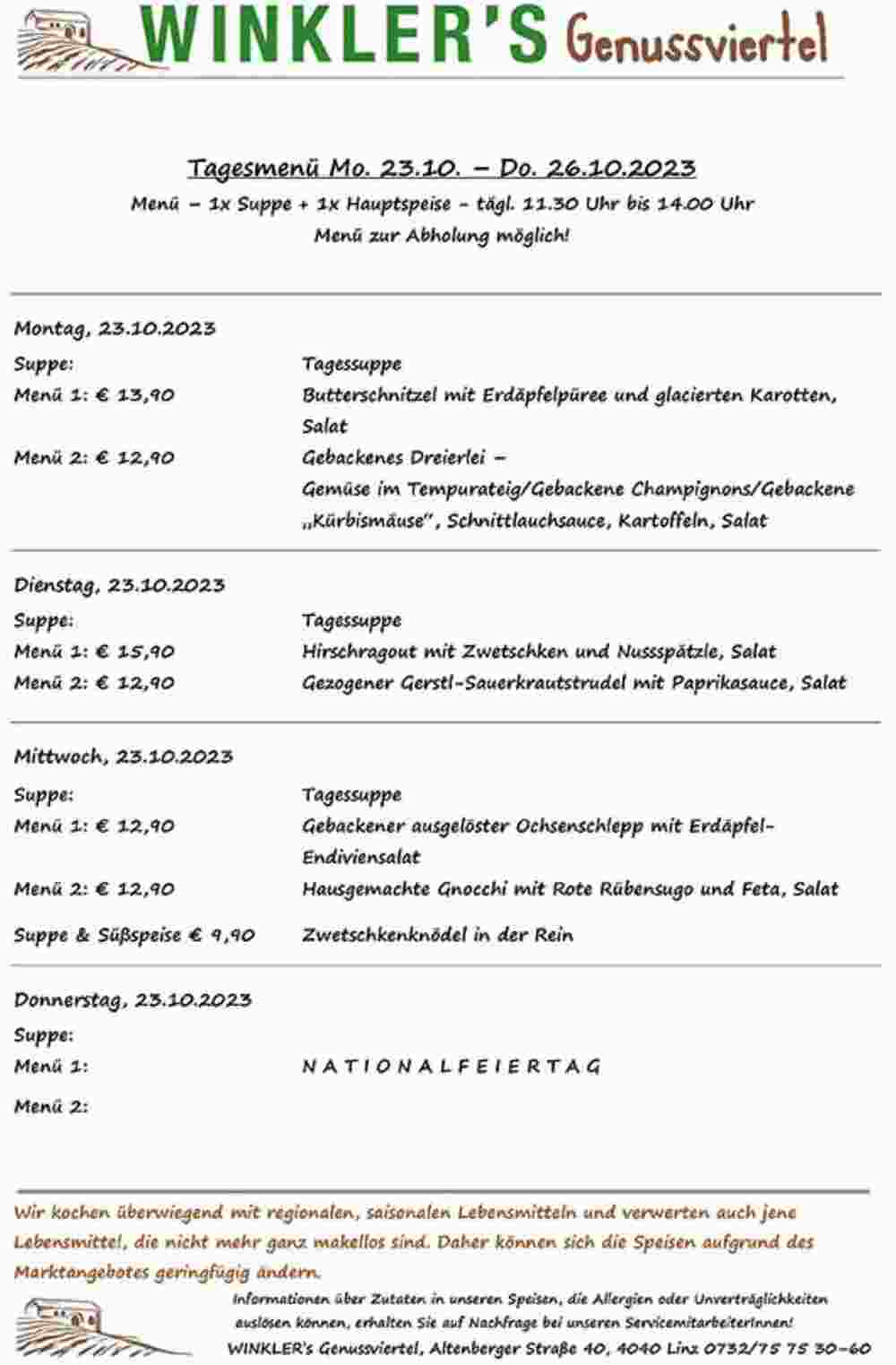 Winkler Markt Flugblatt (ab 23.10.2023) - Angebote und Prospekt - Seite 1