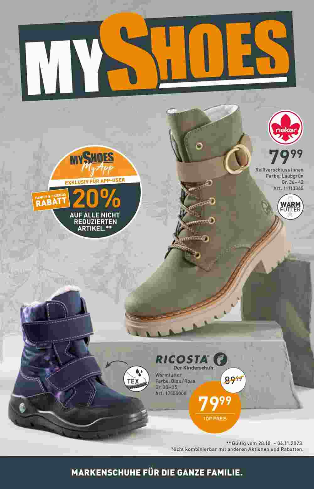 MyShoes Flugblatt (ab 28.10.2023) - Angebote und Prospekt - Seite 1