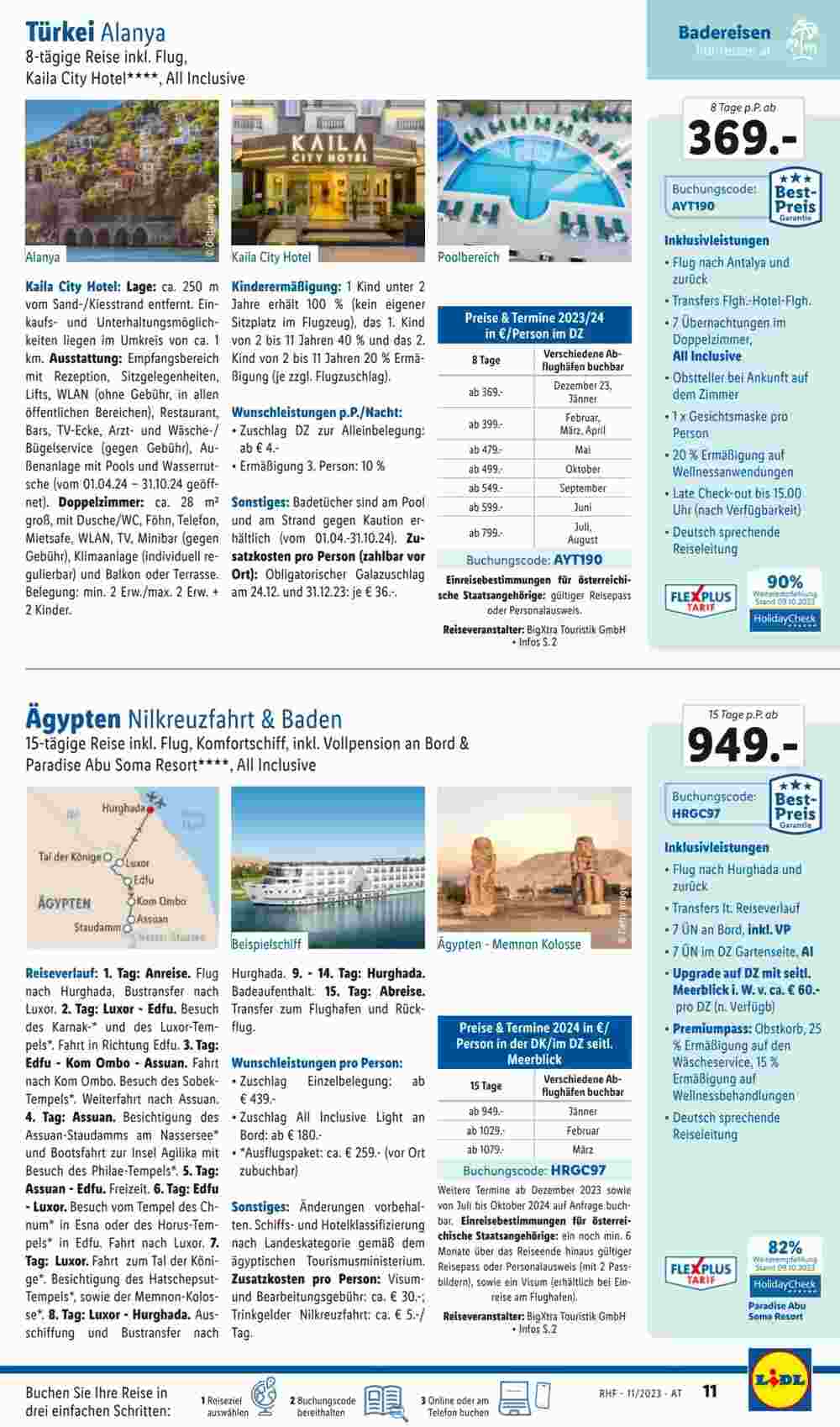 Lidl Reisen Flugblatt (ab 29.10.2023) - Angebote und Prospekt - Seite 11