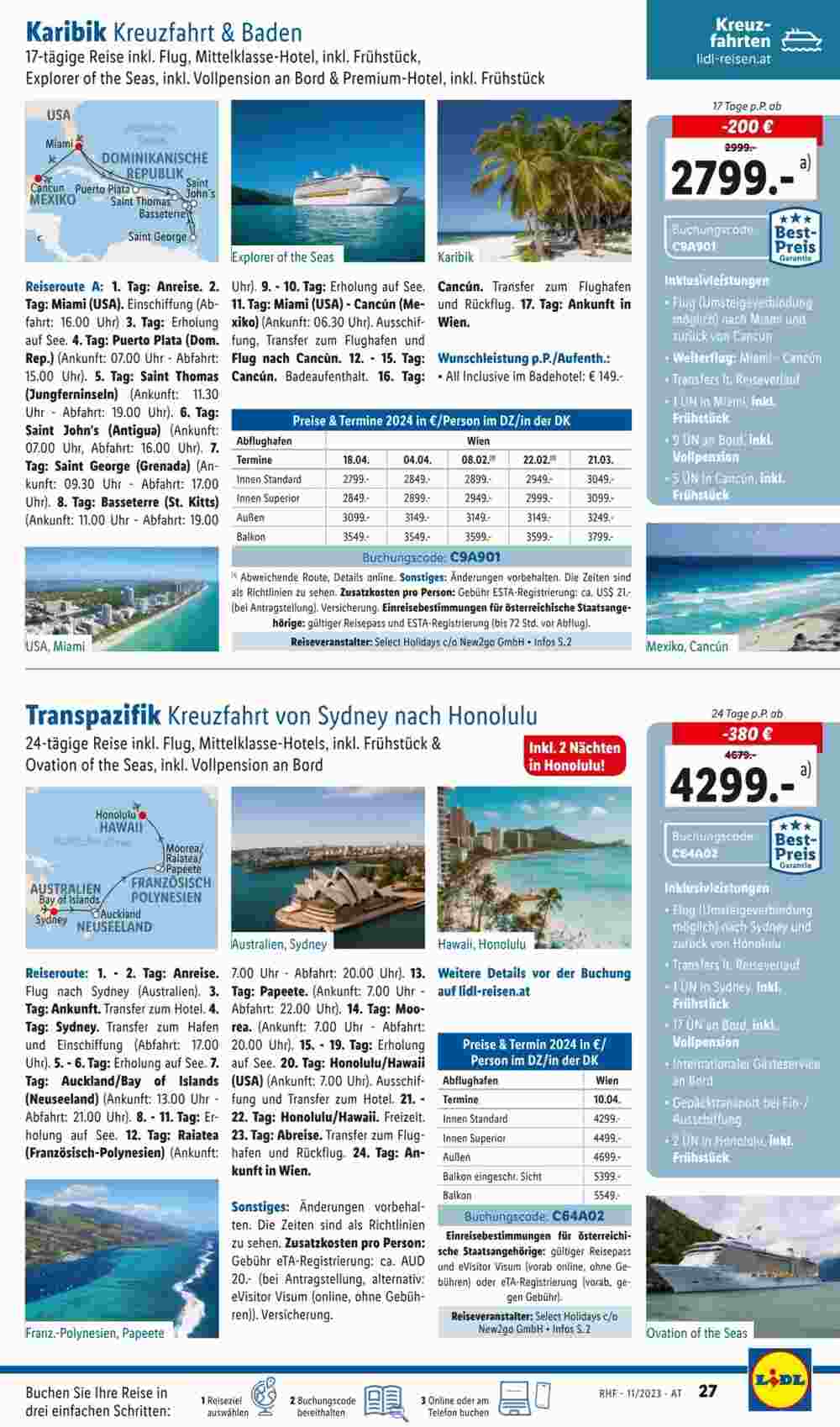 Lidl Reisen Flugblatt (ab 29.10.2023) - Angebote und Prospekt - Seite 27