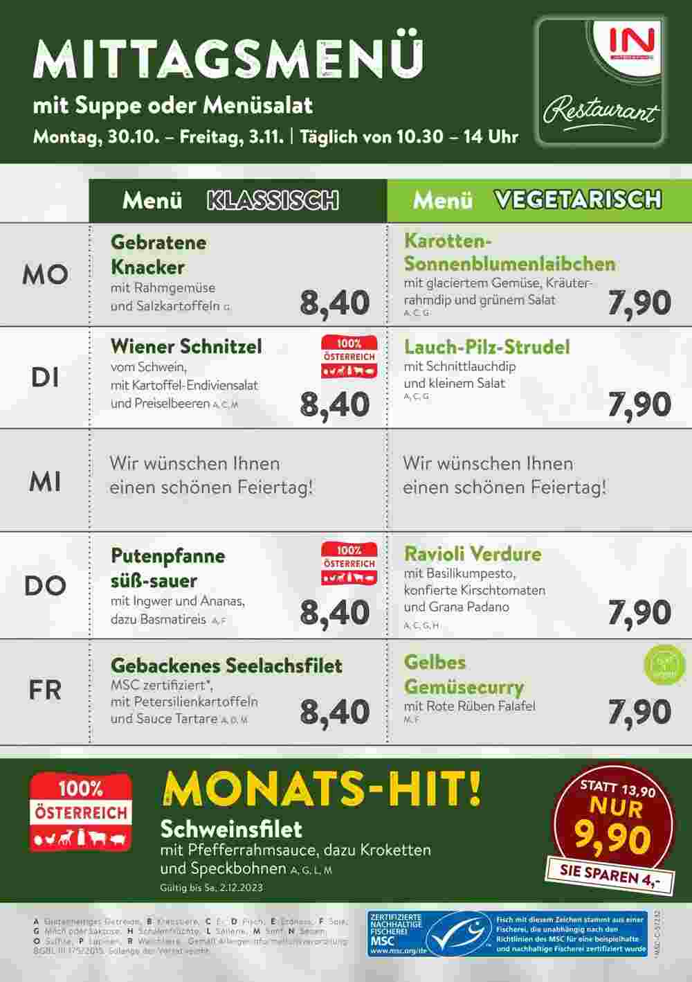 Interspar Restaurant Flugblatt (ab 30.10.2023) - Angebote und Prospekt - Seite 1