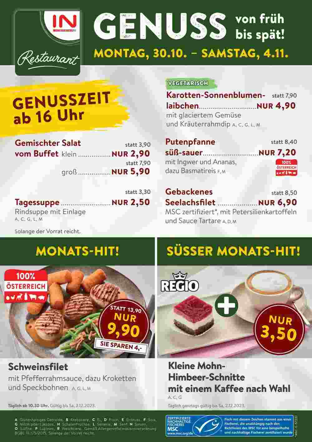 Interspar Restaurant Flugblatt (ab 30.10.2023) - Angebote und Prospekt - Seite 1