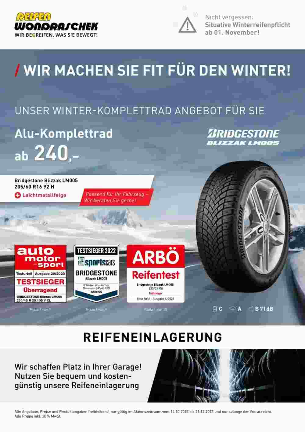 Bridgestone Flugblatt (ab 30.10.2023) - Angebote und Prospekt - Seite 1