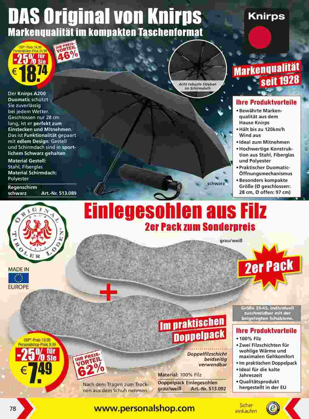 Personalshop Flugblatt (ab 31.10.2023) - Angebote und Prospekt - Seite 78