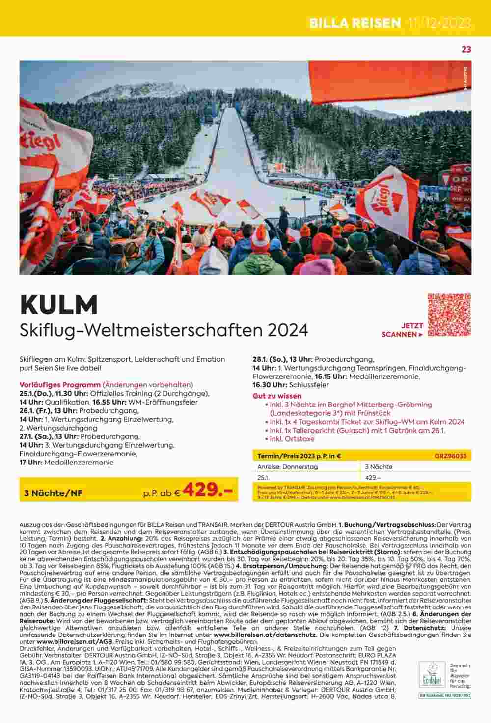 Billa Reisen Flugblatt (ab 31.10.2023) - Angebote und Prospekt - Seite 23