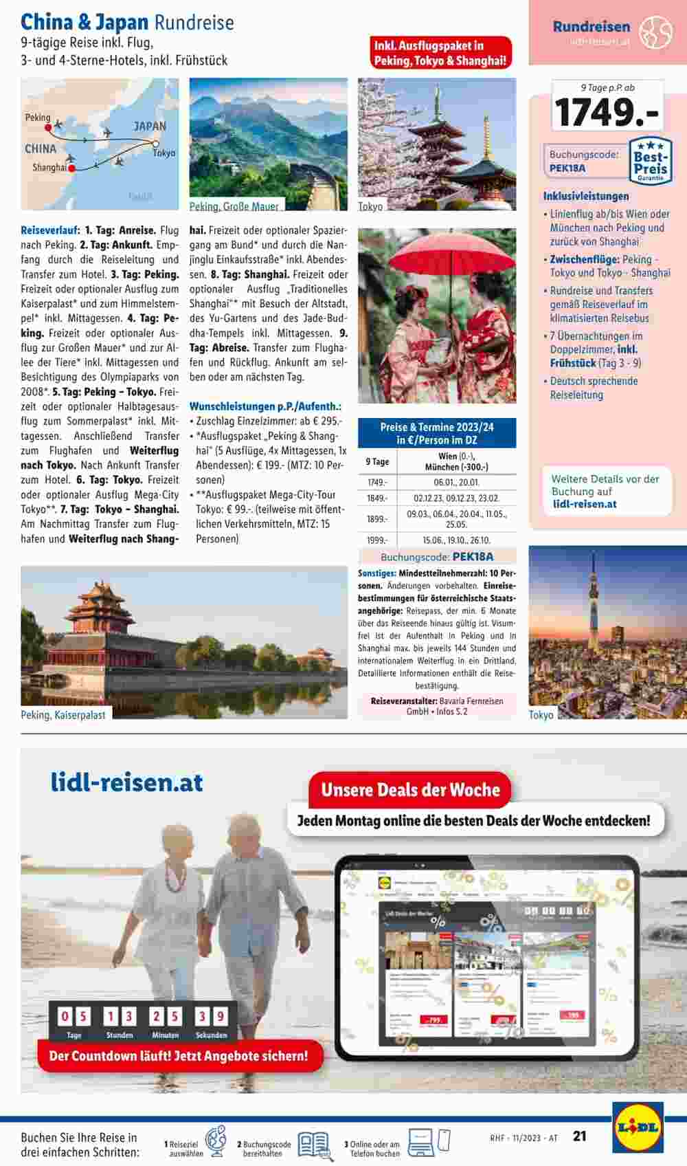 Lidl Reisen Flugblatt (ab 01.11.2023) - Angebote und Prospekt - Seite 21