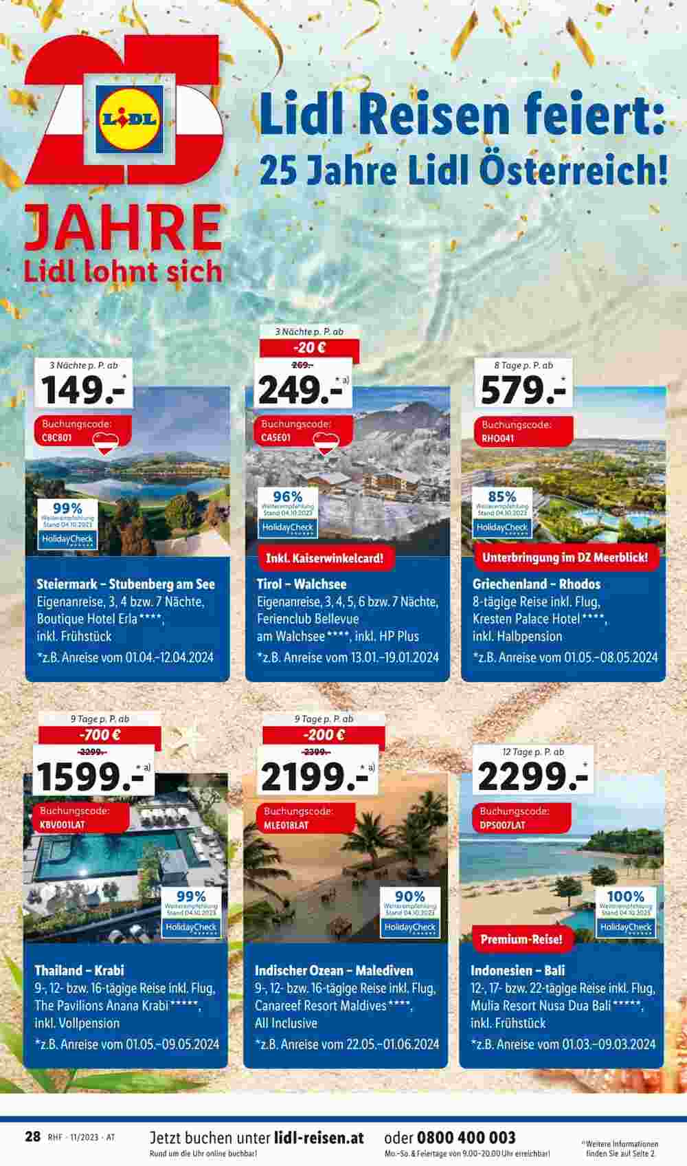 Lidl Reisen Flugblatt (ab 01.11.2023) - Angebote und Prospekt - Seite 28